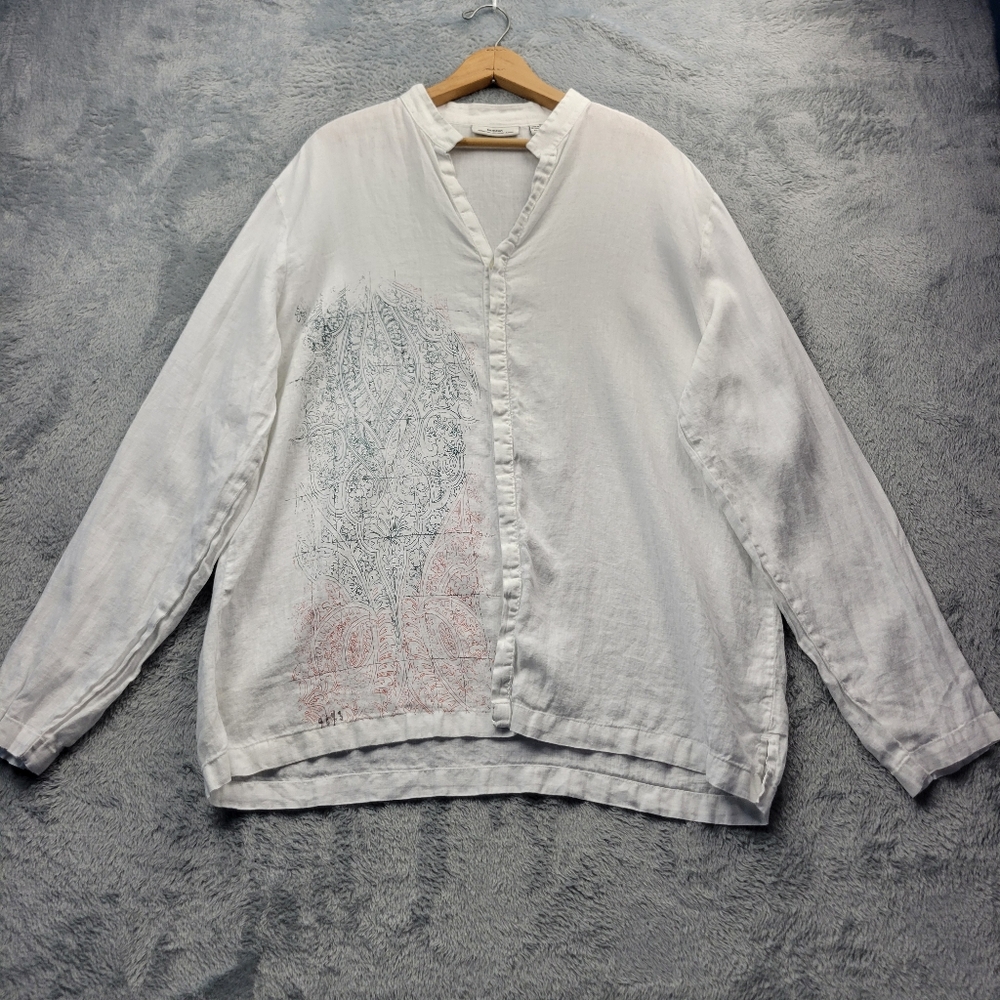 Murano Baird Mcnutt Mens Linen Shirt Size XL Floral Long Sleeve Button Front